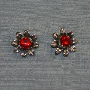 red jewel flower earring