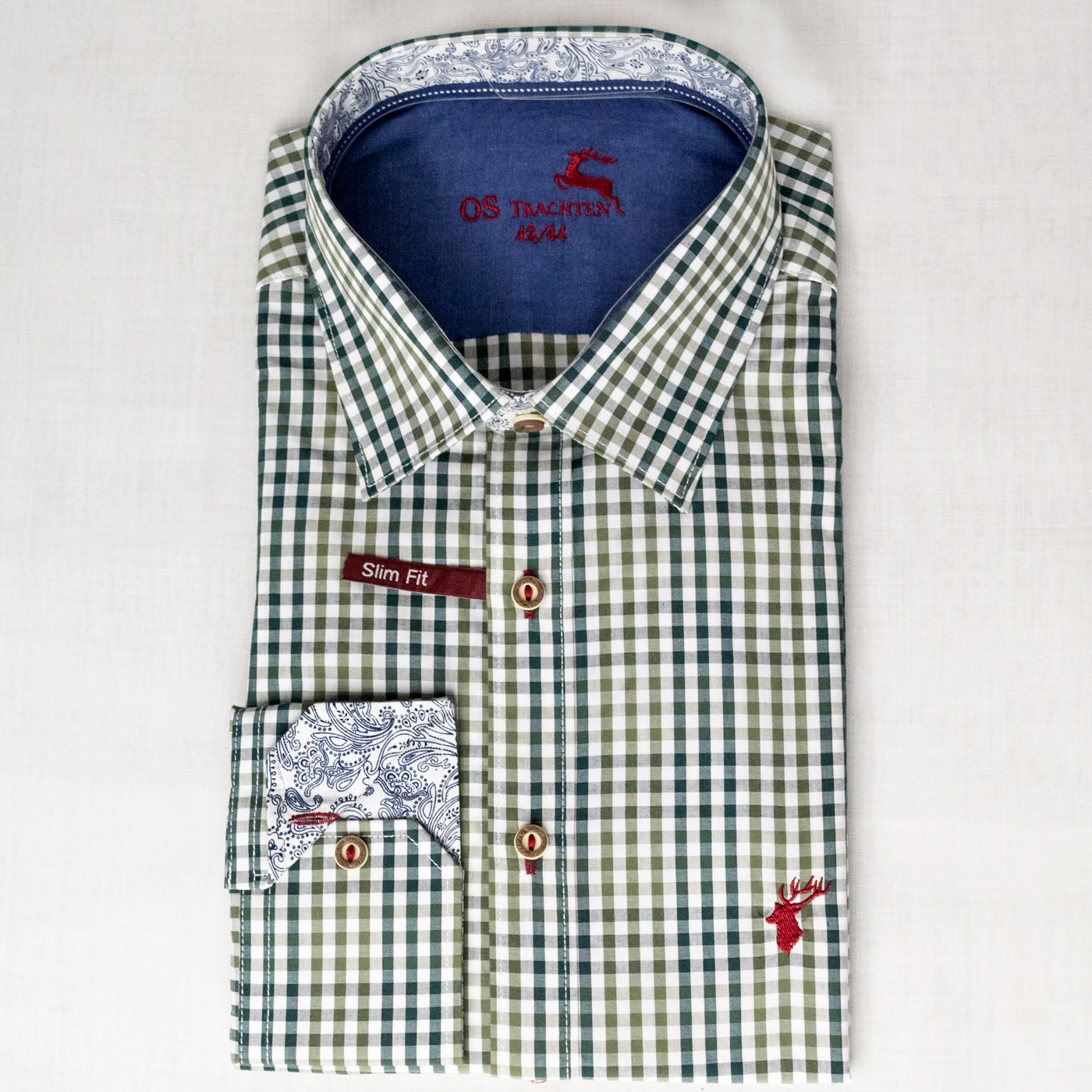 Slim Fit Forest Green Checkered Shirt- Sizes Med, XL, 2X, 3X - Ernst Licht