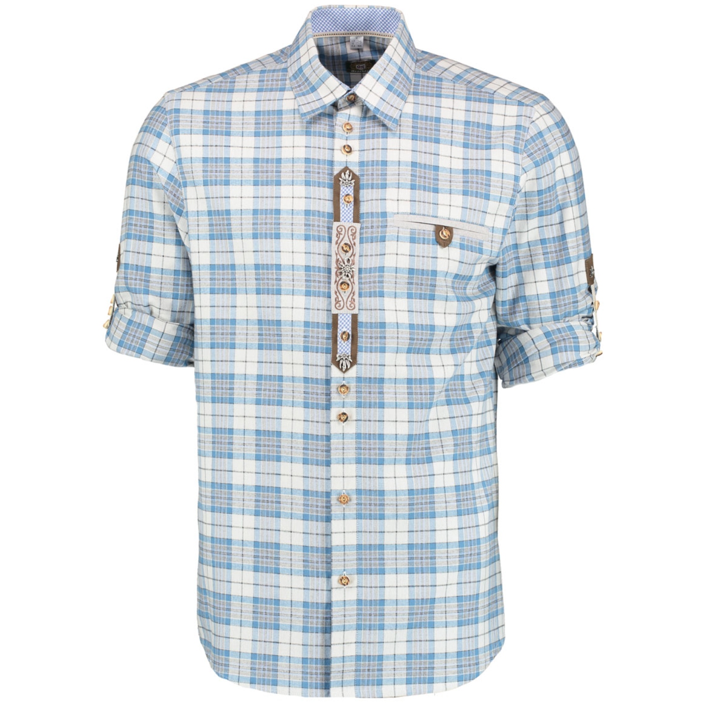 Ernst Licht German Men's Blue Plaid Flannel Long Sleeve Shirt -