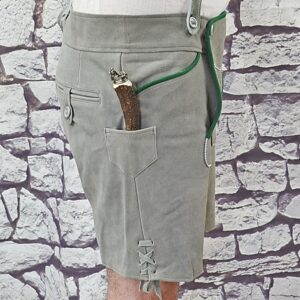 style 12 5 deer embroidered imported gray cow lederhosen sizes 44, 48, 50 only