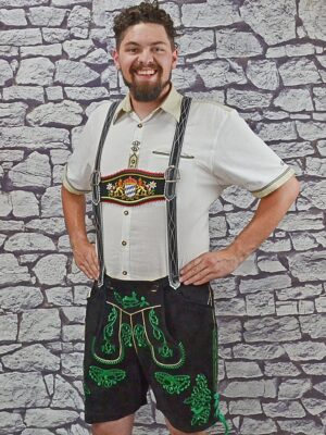style 12 6 imported black cow lederhosen and staff choice suspenders size 42 50