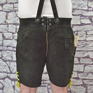 style 12 7 imported colorful black goat lederhosen w/susp sizes 46, 48 & 50