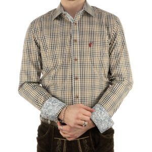 slim fit light brown checkered shirt
