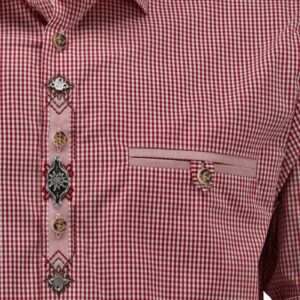 men's red check shirt with metal edelweiss