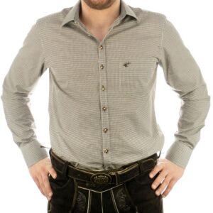 slim fit brown checkered long sleeve shirt