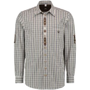 black and brown plaid shirt with edelweiss embroidery