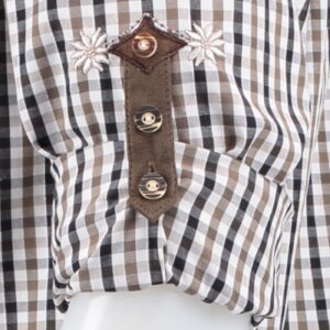 black and brown plaid shirt with edelweiss embroidery