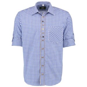 men's blue check shirt with embellishments