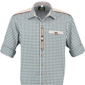 green check long sleeve shirt with embroidery