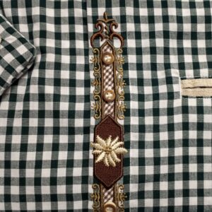 green check long sleeve shirt with embroidery