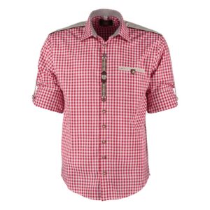 red check long sleeve shirt with embroidery