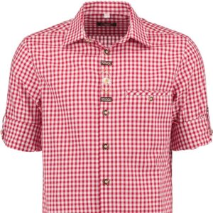 men's red check shirt with embellishments
