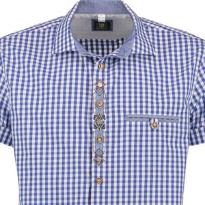 blue check short sleeve shirt