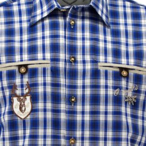 dark blue plaid short sleeve shirt