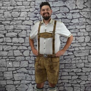 imported brown buffalo lederhosen with belt and suspenders limited sizes