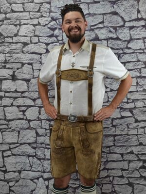 imported brown buffalo lederhosen with belt and suspenders limited sizes