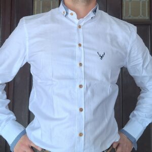 slim fit white shirt with polo collar