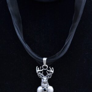stag heart ribbon necklace multiple color choices
