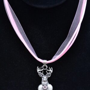 stag heart ribbon necklace multiple color choices