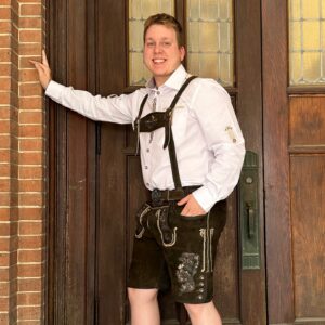 hugo brown goat lederhosen with belt and suspenders