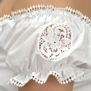short white blouse with lace trim size 10, 12, 14, 16