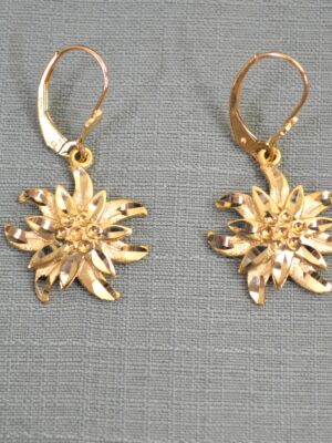gold edelweiss dangling earrings made to order only