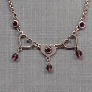 triple heart dangling necklace multiple color options