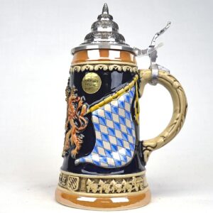 cobalt bavarian coat of arms stein 4/10 liter