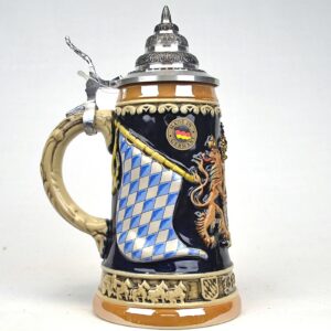 cobalt bavarian coat of arms stein 4/10 liter