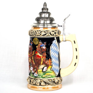 horse and wagon cobalt stein 3/4 liter
