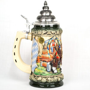 rustic horse and wagon stein 3/4 liter