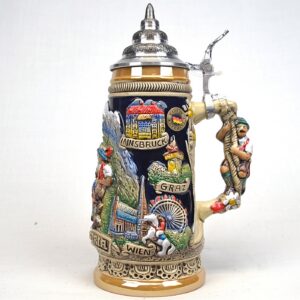 mountain scene austria beer stein
