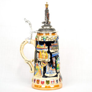 "deutschland" stein with cities and eagle lid