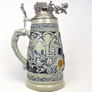 425th anniversary grey and blue hofbrauhaus stein 1 liter