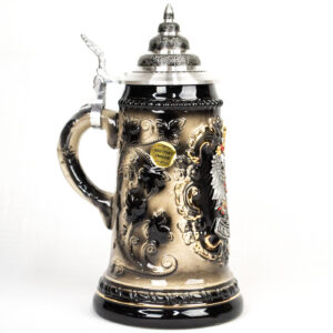 black deutschland stein with coat of arms 1/2 liter