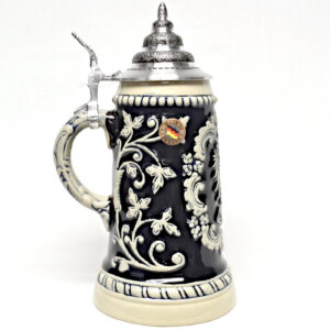 blue and tan "deutschland" stein with eagle