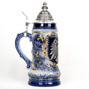 blue rustic coat of arms stein 1/2 liter