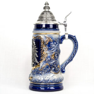 blue rustic coat of arms stein 1/2 liter