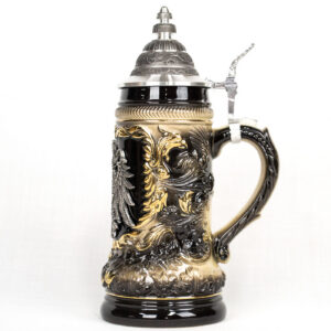 black pewter coat of arms stein 1/2 liter