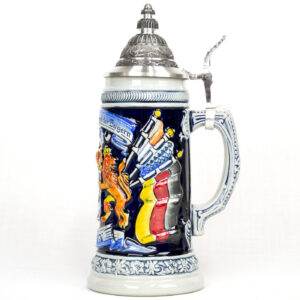 blue bavarian crest stein 1/2 liter