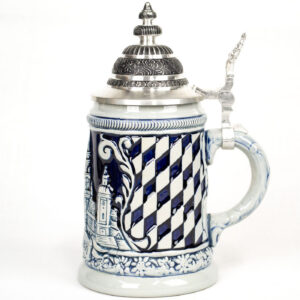 grey and blue munich stein 1/2 liter