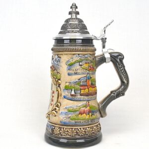 rustic austria crest and city stein 1/2 liter