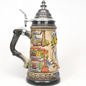 rustic austria crest and city stein 1/2 liter