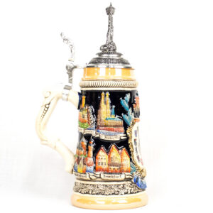 deutschland crest and cities stein with eagle top 1/2 liter