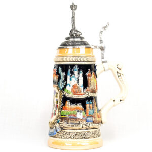 deutschland crest and cities stein with eagle top 1/2 liter