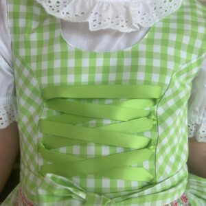 green checkered dirndl with multi apron youth, sizes 2, 3 & 4