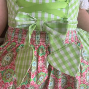 green checkered dirndl with multi apron youth, sizes 2, 3 & 4