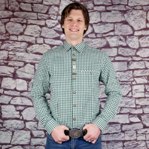 men's green check shirt with embellishments, limited sizes