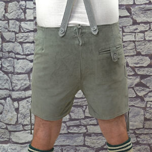 style 12 5 deer embroidered imported gray cow lederhosen sizes 44, 48, 50 only