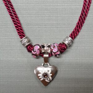 corded necklace with heart pendant multiple color options